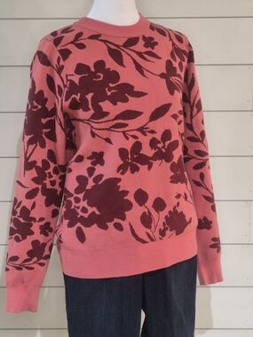 Pulse Boutique Coral Pink Floral Sweater – Size Small